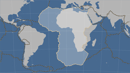 African plate - boundaries. Contour map