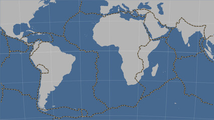 Near African plate. Boundaries. Contour map