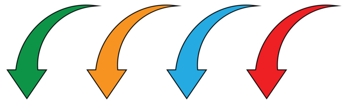 curved arrow set. round arrows vector on transparent background.