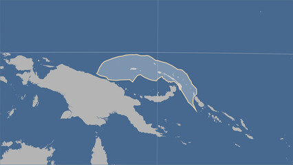 North Bismarck tectonic plate. Contour map