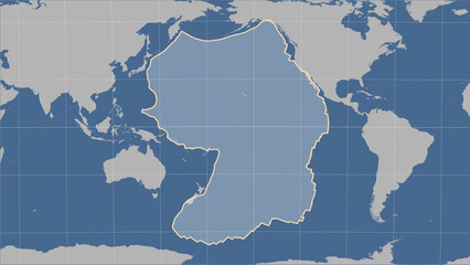 Pacific tectonic plate. Contour map