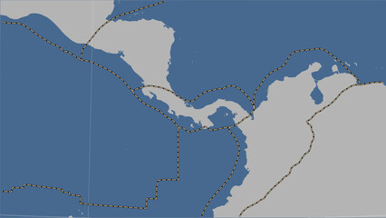 Panama plate - boundaries. Contour map