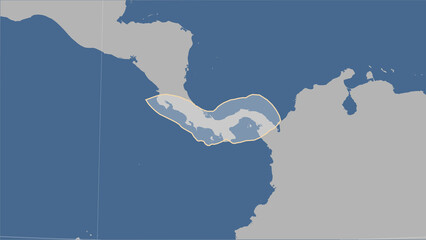 Panama tectonic plate. Contour map