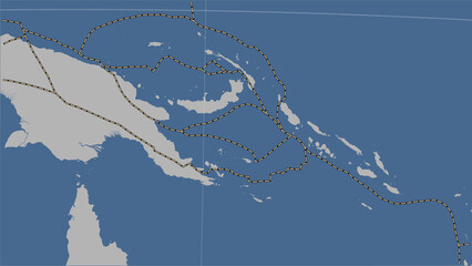 Solomon Sea plate - boundaries. Contour map
