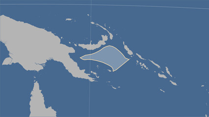 Solomon Sea tectonic plate. Contour map