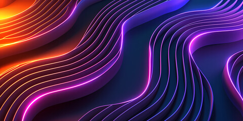 Abstract Background With Glowing Neon Curvy Lines - A Purple And Blue Wavy Lines With Pink Lights