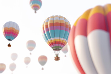 Hot air balloons flying in the sky. Colourful hot air balloons in the sky