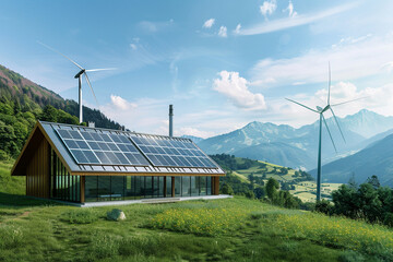 Chimney-Free Modern Factory in Green Valley: Harnessing Solar Energy and Wind Power for Sustainable Production