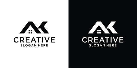 Letter AK real estate logo design vector