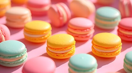 Fototapeta na wymiar French Flair: Delightful Assortment of Pastel Macaroons. Generative AI