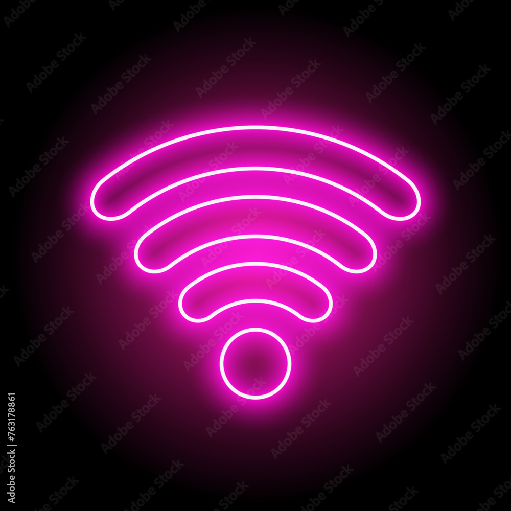Aufkleber wi-fi light effect, pink glowing signal wifi sensor waves internet wireless connection. wireless wi 