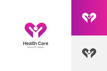 people love care logo icon design. happy human health lifestyle graphic element symbol