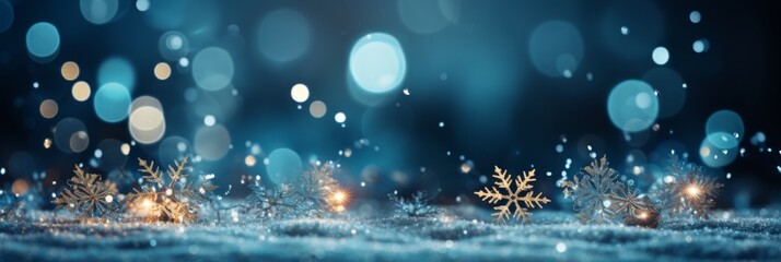 Obraz na płótnie Canvas Snowflake banner background - christmas winter holiday celebration festive decoration