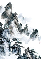 Traditional Chinese Gongbi Painting with Delicate Lines and Intricate Details