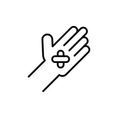 Hand bandage outline icons, minimalist vector illustration ,simple transparent graphic element .Isolated on white background