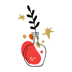 Autumn design in flat style, natural fall elements. Hand-drawn abstract vase with fruits and berries. Decorative Isolated vector illustration on white background for postcards, textiles, websites