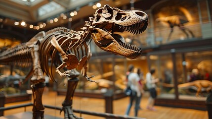 博物館〜ティラノサウルスの展示01 - obrazy, fototapety, plakaty