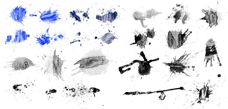 set of ink brush stroke. Watercolor splash ink. Abstract watercolor brush strokes vector illustration. Black blots. 