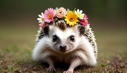 A Hedgehog Wearing A Flower Crown Upscaled 2