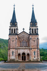 View of the Basilica of Santa María la Real de Covadonga. Asturias - Spain