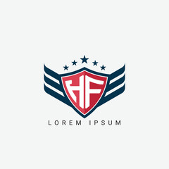 Luxury HF, FH Letter Wing with Shield Logo template