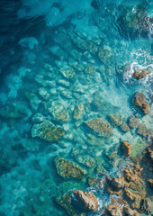 Obraz premium Beautiful coastal reef, bay. Clear blue ocean water. Travel destination. 