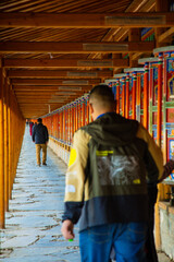 Fototapeta premium Labuleng Monastery, Gannan Tibetan Autonomous Prefecture, Gansu Province-devout lamas and believers