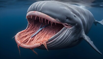 A Blue Whale With Its Mouth Full Of Krill The Tin Upscaled 5