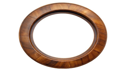 Wooden round frame. isolated on transparent background.