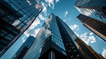 Fototapeta na wymiar A towering skyscraper symbolizing a successful corporation AI generated illustration