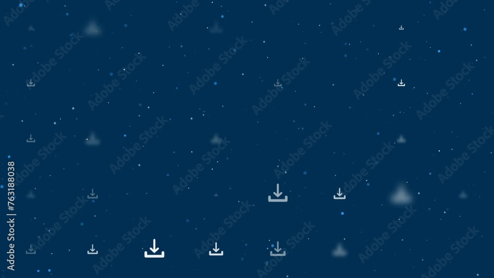 Poster template animation of evenly spaced download symbols of different sizes and opacity. animation of tr