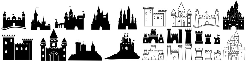 Castle icon vector set. Fortress illustration sign collection. Stronghold symbol. tower logo.
