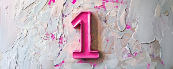 number one on a pink background.
