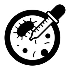 bacterial culture analysisvector outline design, Biochemistry symbol, Biological processes  Sign, bioscience and engineering stock illustration, cell culture dish Concept