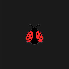 Simple illustration of ladybug icon isolated on black background
