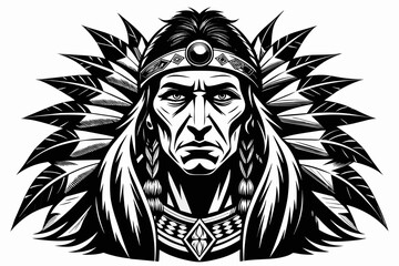  abstract boho American Indians ,2D, high resolution,black and white vector ,background white