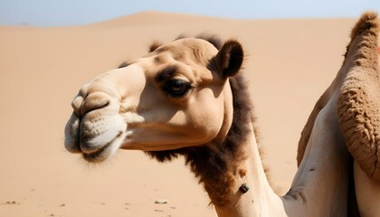 A Camel Chewing Cud With A Contemplative Expressio Upscaled 4 - obrazy, fototapety, plakaty