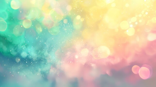 Abstract background with bokeh defocused lights and stars, rainbow colors