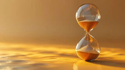 3D render of an hourglass on a plain background .Generative AI - obrazy, fototapety, plakaty