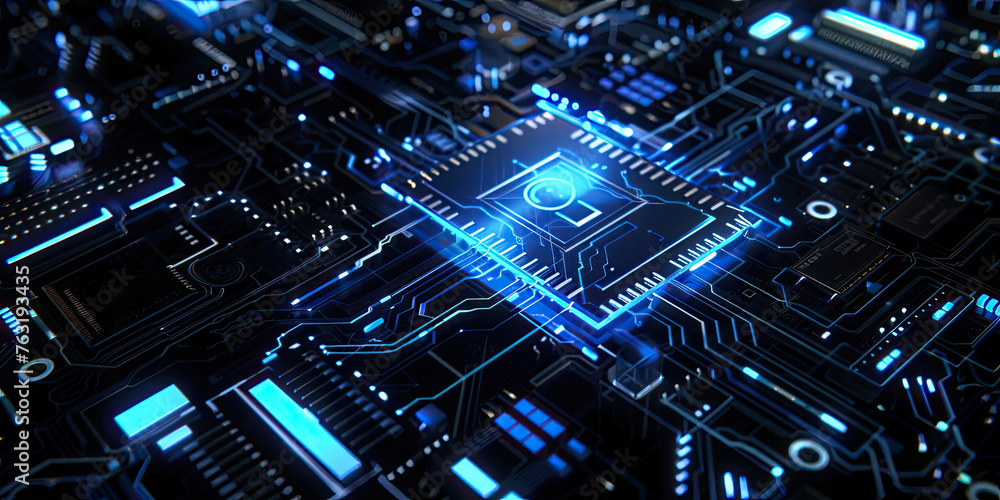 Poster electronic circuit board computer and microchip