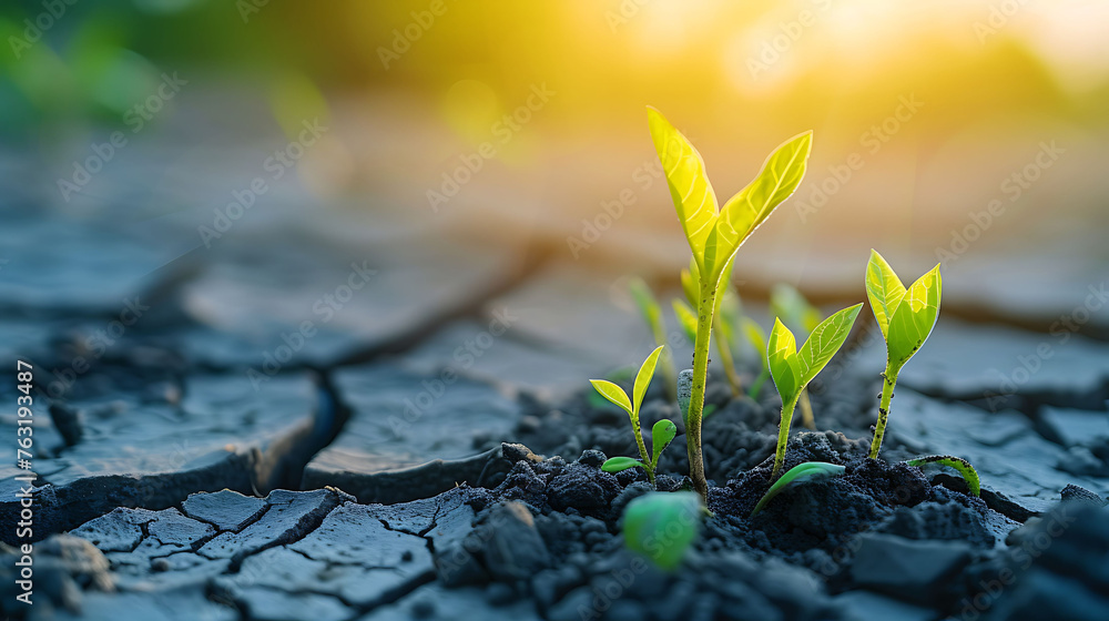 Wall mural climate change from drought to green growth