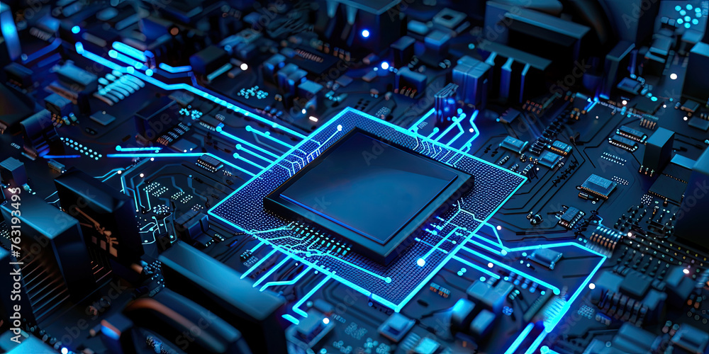 Poster electronic circuit board computer and microchip