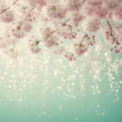 Piękny wiosenny baner tapeta, z kwiatami wiśni, dekoracja generative ai - obrazy, fototapety, plakaty