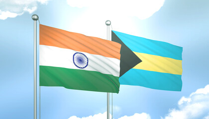 India and Bahamas Flag Together A Concept of Relations