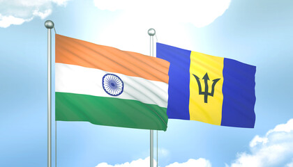 India and Barbados Flag Together A Concept of Relations