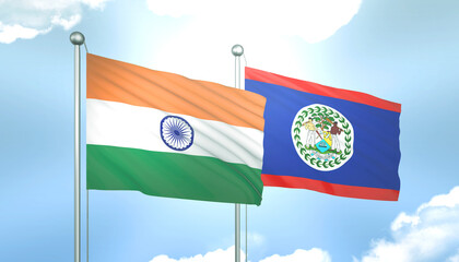 India and Belize Flag Together A Concept of Relations
