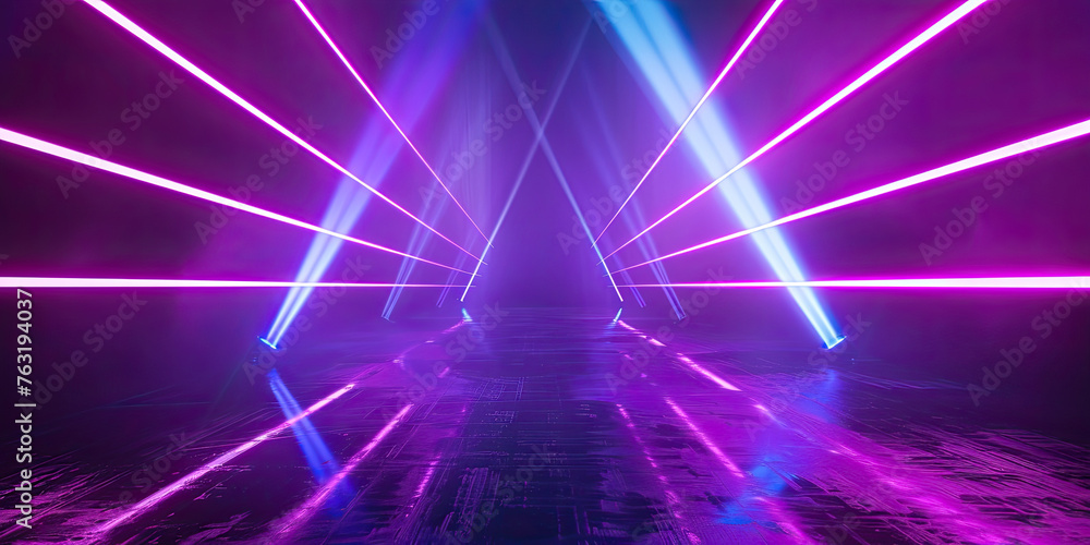 Poster empty background scene with rays neon light