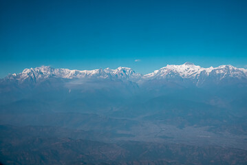 snow-covered mountainrange . Himalayan range, Annapurna range. - obrazy, fototapety, plakaty