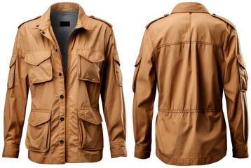 Naklejka premium Classic Patch Pocket Safari Jacket , cut out transparent isolated on white background ,PNG file