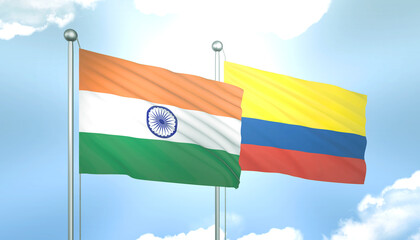 India and Colombia Flag Together A Concept of Relations